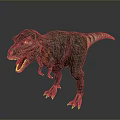 Tyrannosaurus Rex 3D Model With Open Mouth Orange Neck And Gray Body On Gray Background