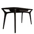 Modern Dining Table with Dark Brown Tabletop and Stylish Curved Legs Design 3d model