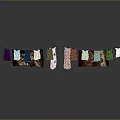 Colored Clothes Hanging On Outdoor Clothesline With Metal Stands On Reflective Surface