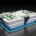 Modern City Model Display With White Structure Blue Light And Control Panels