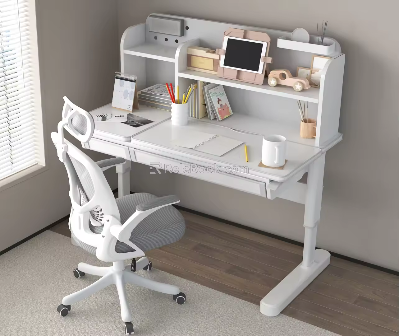Modern Children's Study Table and Chair Combination Desk and Chair Lifting Table and Chair Study Table Desk 3d model