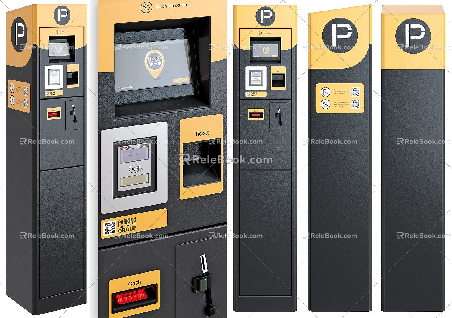 Modern ATM Parking Machine Timer Coin Slot Machine Service Terminal ATM Parking 3d model