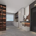 Modern Living and Dining Room Interior Design With TV Wall Fireplace And Decorative Art
