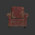 Vintage Red Single Seater Sofa with Worn Texture and Distressed Design Details