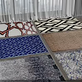 Stylish Square Rugs With Various Geometric Patterns For Living Room Decor 3d model
