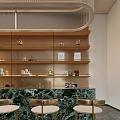 Elegant Modern Sales Office Bar Space With Marble Counter Stylish Stools And Exquisite Display Shelves