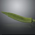Fresh Green Okra Displayed with Natural Texture on Smooth Dark Surface 3d model