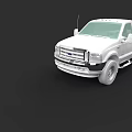 White Ford Single Cab Pickup Truck With Bed And Front Grille Design