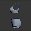 Comfortable Women's Sports Bra And Shorts Set With Blue Trim And Pink Accents