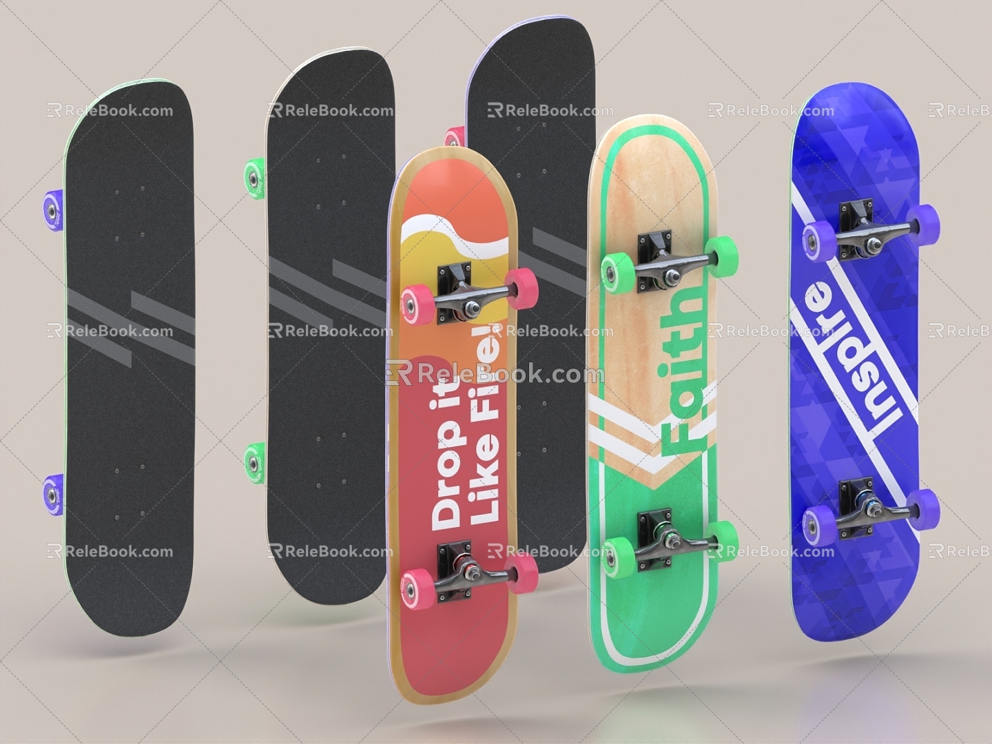 Skateboard Skateboard Shoes Snowboard Scooter Roller Skating 3d model