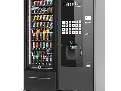 Modern Snack and Coffee Vending Machines with Various Drinks Snacks and Coffee Options 3d model