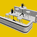 Modern Bar Counter With Marble Top White Design Round Tables And High Stools