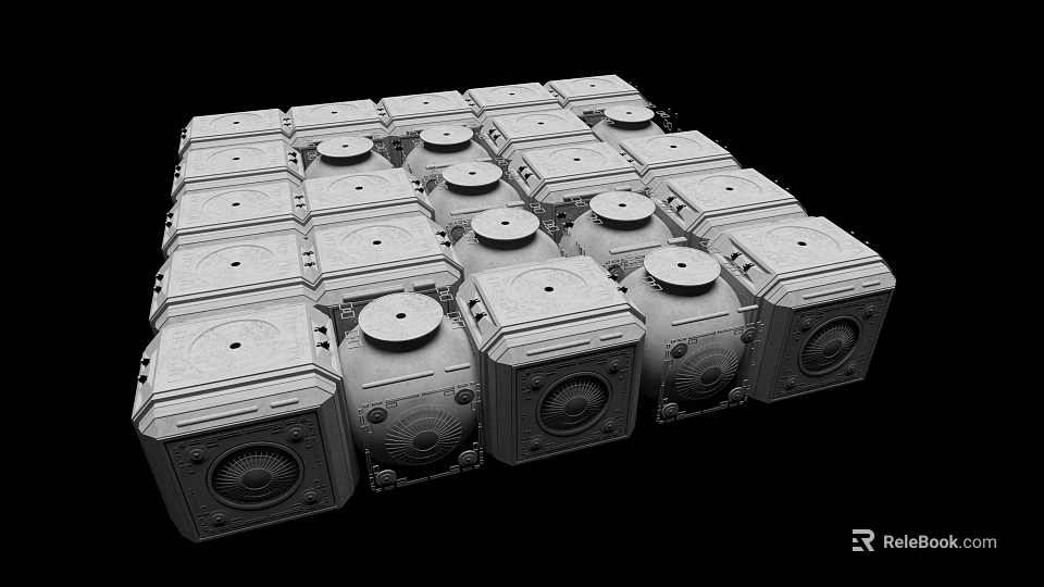 Industrial Equipment Units Neatly Arranged in Rows for Manufacturing Operations 3d model 