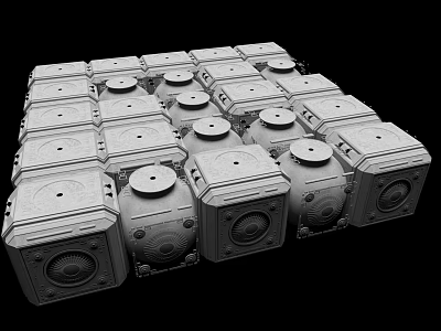 Industrial Equipment Units Neatly Arranged in Rows for Manufacturing Operations 3d model
