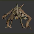 Fantasy Game Movie Character With Wooden Branches Vines And Spiky Thorns Covered Body