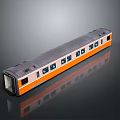Gray and Orange Train Carriage With Multiple Windows And Smooth Surface Reflection