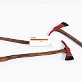 Vintage Axes With Red Black Blades And Wooden Handles As Traditional Weapons