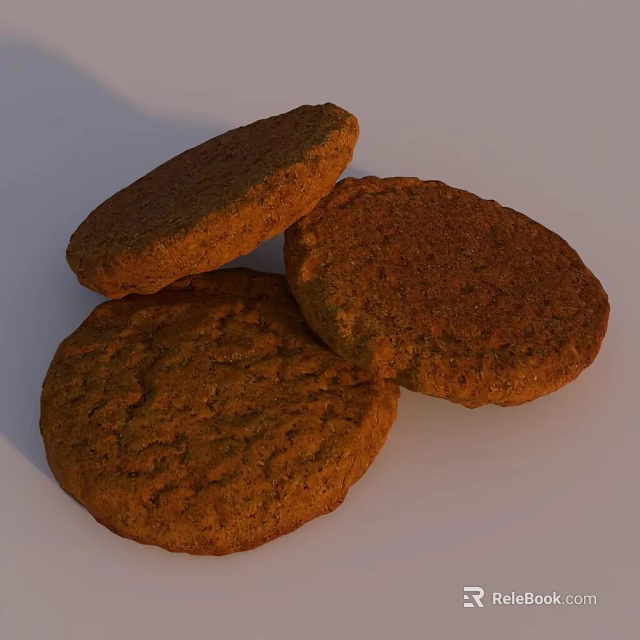 Freshly Baked Golden Brown Round Cookies With Crunchy Texture And Textured Surface 3d model 