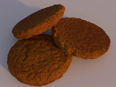 Freshly Baked Golden Brown Round Cookies With Crunchy Texture And Textured Surface 3d model