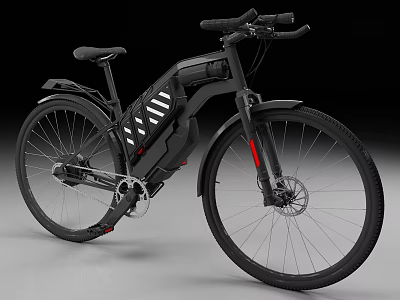 Stylish Modern Electric Bike With Black Body And White Details 3d model