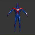 Game And Movie Character 3D Model With Blue Red Suit Spider Web Pattern Standing Pose