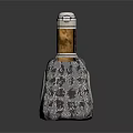 Stylish Metal Decorative Bottle With Leather Accent And Textured Surface