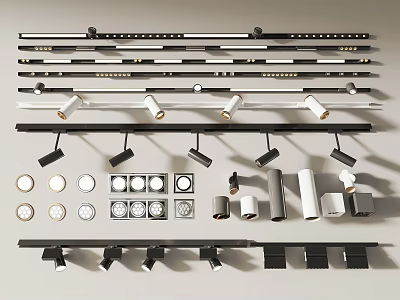Modern Downlights And Spotlights With Track Mounted Design For Home Lighting 3d model