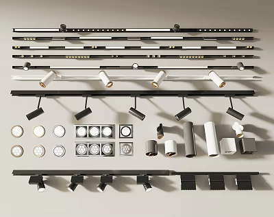 Modern Downlights And Spotlights With Track Mounted Design For Home Lighting 3d model