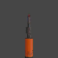 Weapon With Orange Cylindrical Component Blue Rope Wrapped Grip And Green Laser Sight 3d model