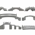 Modern Arch Bridge Flat Bridge Landscape 3d model