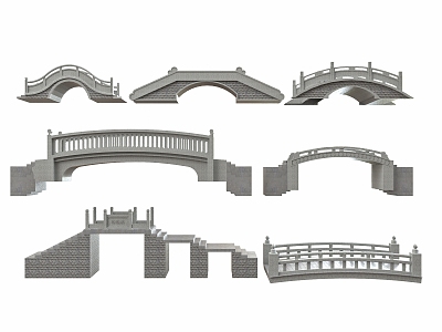 Modern Arch Bridge Flat Bridge Landscape 3d model