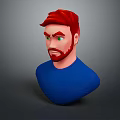 Man With Red Hair Red Beard And Green Eyes Wearing Blue Shirt 3D Bust Model