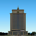 Modern Zhongnonglian Office Building With Golden Top And Glass Curtain Wall Under Blue Sky