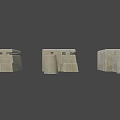Concrete Bunker Weapons Arranged in Multiple Military Defense Structures Line 3d model