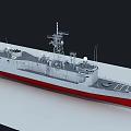 Warship Number 59 with Gray Hull Red Bottom Superstructure Radar Antennas and Deck