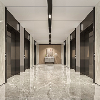 modern elevator hall 3d model