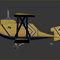 Aerospace Themed Yellow Biplane Model Featuring Detailed Wings And Aerodynamic Design