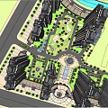 Residential Area Master Plan Featuring High Rise Buildings Green Spaces And Central Squares
