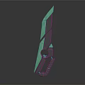 Futuristic Weapon Design With Green Blade And Gray Handle Structure 3d model