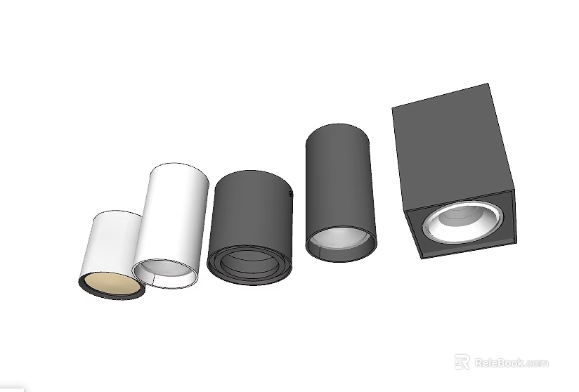 Various White And Black Downlights And Spotlights For Indoor Lighting Fixtures 3d model 