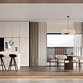 Modern Living Dining Area With Wooden Ceiling Large Windows Staircase And Mountain Views