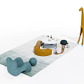 Kids Play Space With Children's Table Cute Chairs Soft Rug And Giraffe Toy