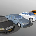 Stylish Modern Cars In Black Blue White And Orange Colors