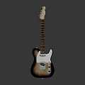 Vintage Electric Guitar With Brown Wooden Body And White Pickguard Design