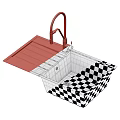 Black Single Bowl Sink With Foldable Cover And Modern Faucet Design