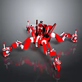 Red And White Mechanical Spider With Multiple Legs And Mechanical Joints 3d model