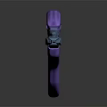 Purple And Blue Sci-Fi Weapon With Glowing Green Accents And Futuristic Design