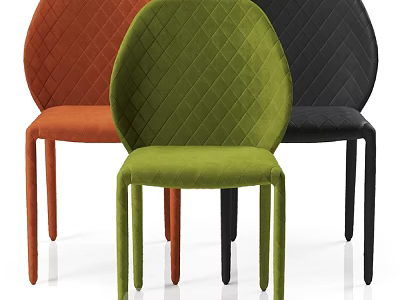 Modern Minimalist Accent Chairs With Diamond Quilted Design Orange Green And Black Slender Legs 3d model