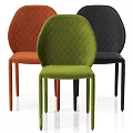 Modern Minimalist Accent Chairs With Diamond Quilted Design Orange Green And Black Slender Legs