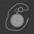 Classic Silver Pocket Watch With Metal Chain And Round Dial Design 3d model